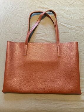 Vince Camuto Pebble Leather Tote in Rust